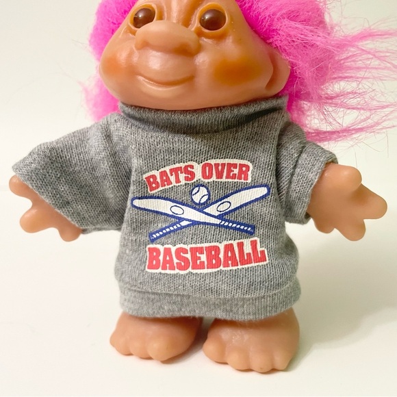 Vintage 1986 Baseball Dam Troll Bats Over Baseball Doll - Picture 3 of 16